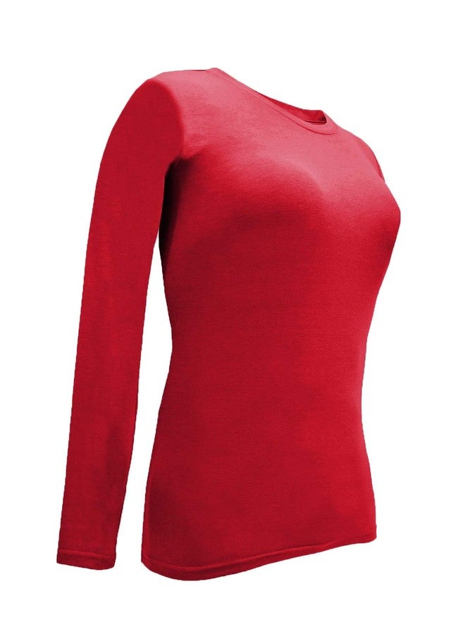 Natural Uniforms Women's Under Scrub Tee Crew Neck Long Sleeve T-Shirt (Red, Large) - Image 4